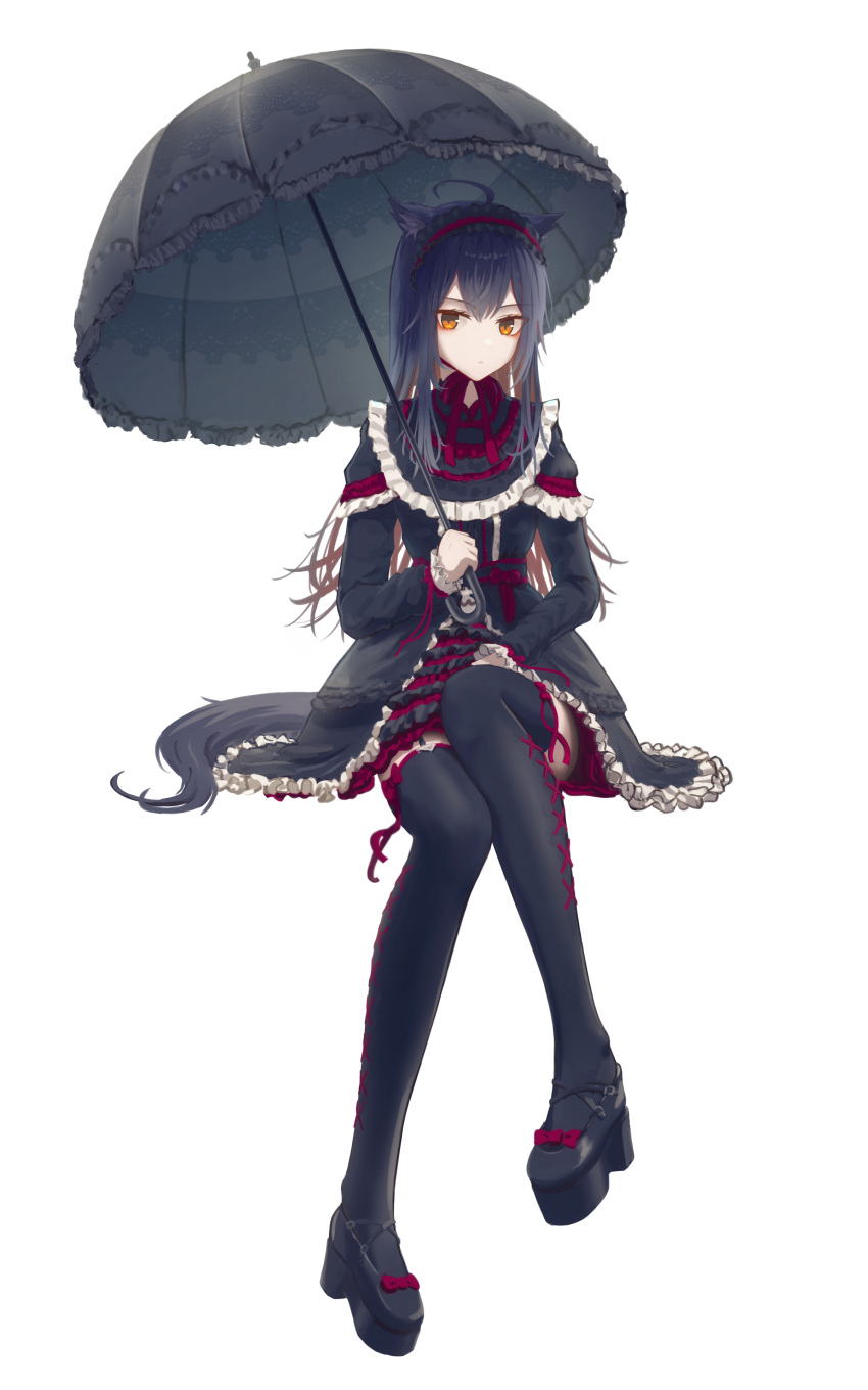 1girl, absurdres, ahoge, alternate_costume, animal_ears, arknights, black_dress, black_footwear