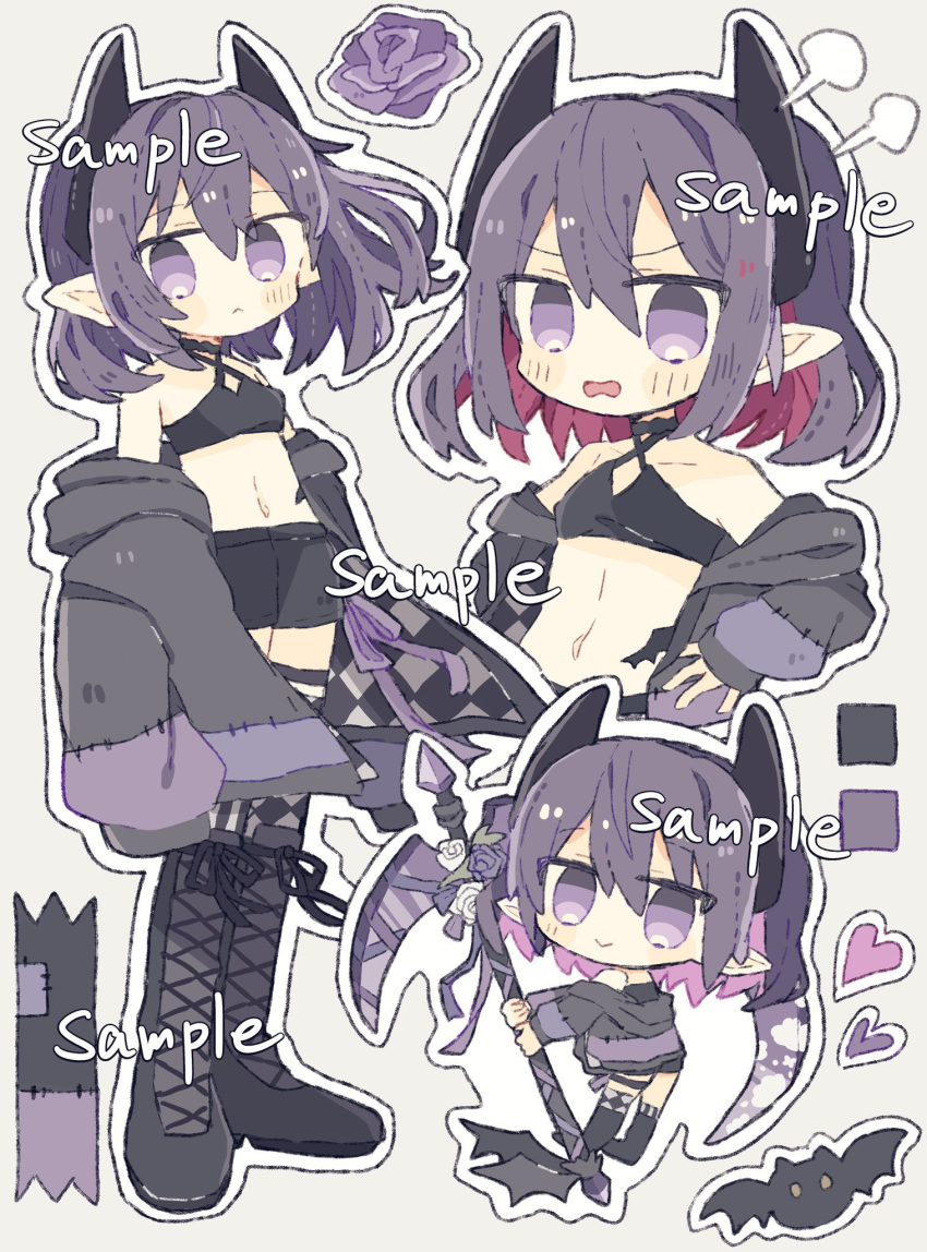 1girl, bat_(animal), black_bow, black_bowtie, black_bra, black_choker, black_footwear, black_hair