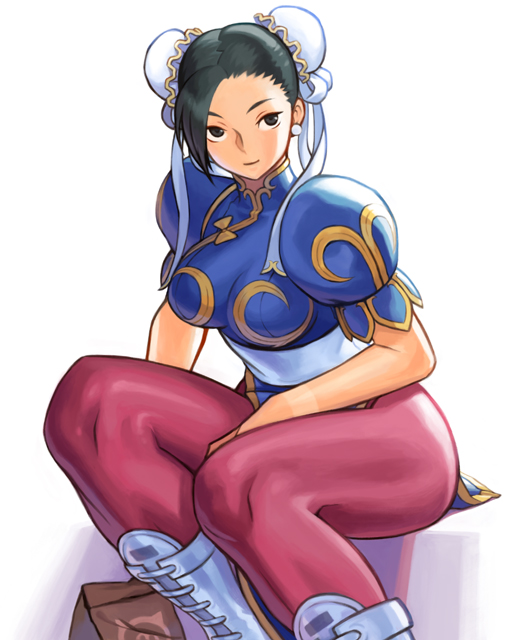 black_hair, bracelet, bun_cover, capcom, china_dress, chinese_clothes, chun-li, double_bun
