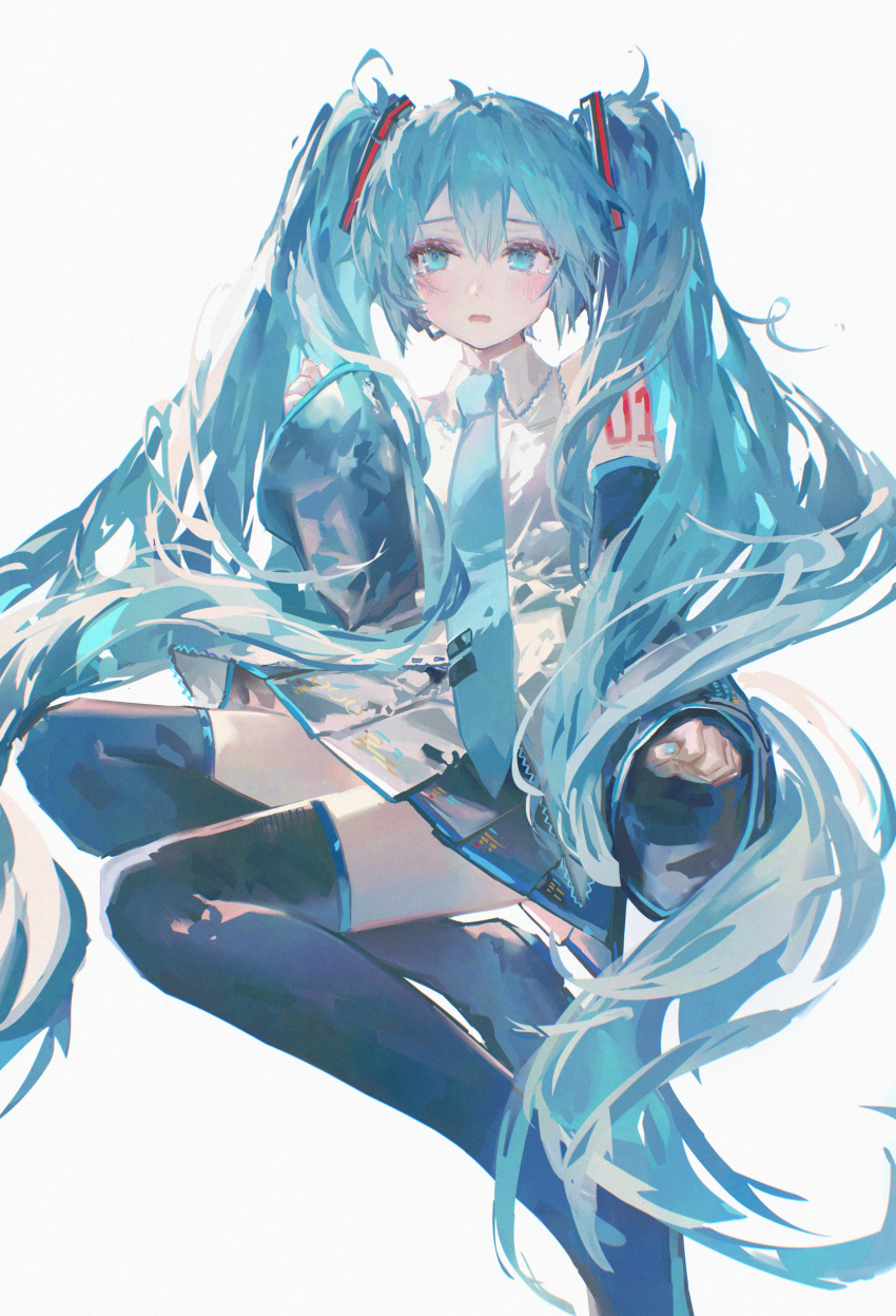 1girl, absurdly_long_hair, absurdres, ahoge, arm_at_side, arm_tattoo, bare_shoulders, black_footwear
