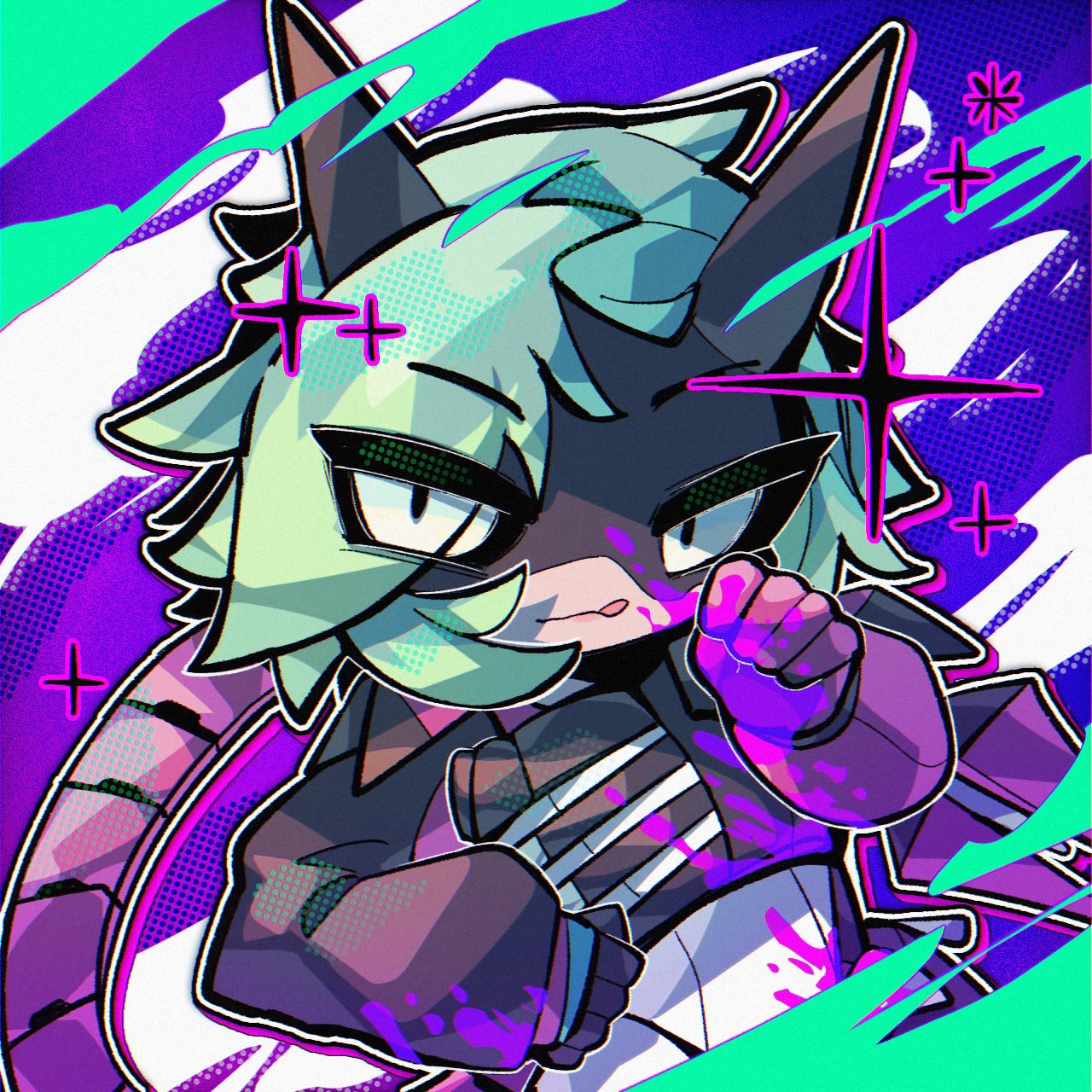 1girl, alter_(apex_legends), animification, apex_legends, black_gloves, black_sclera, bodysuit, colored_sclera