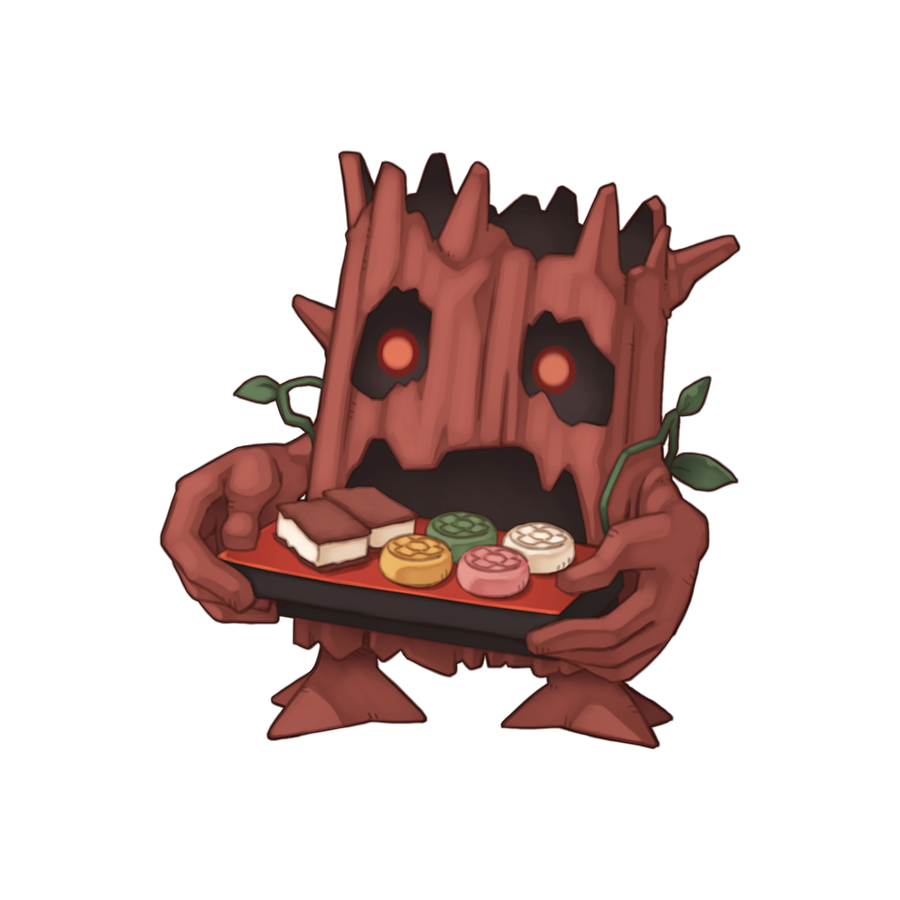 chibi, chibi_only, elder_willow_(ragnarok_online), food, full_body, holding, holding_plate, ice_cream