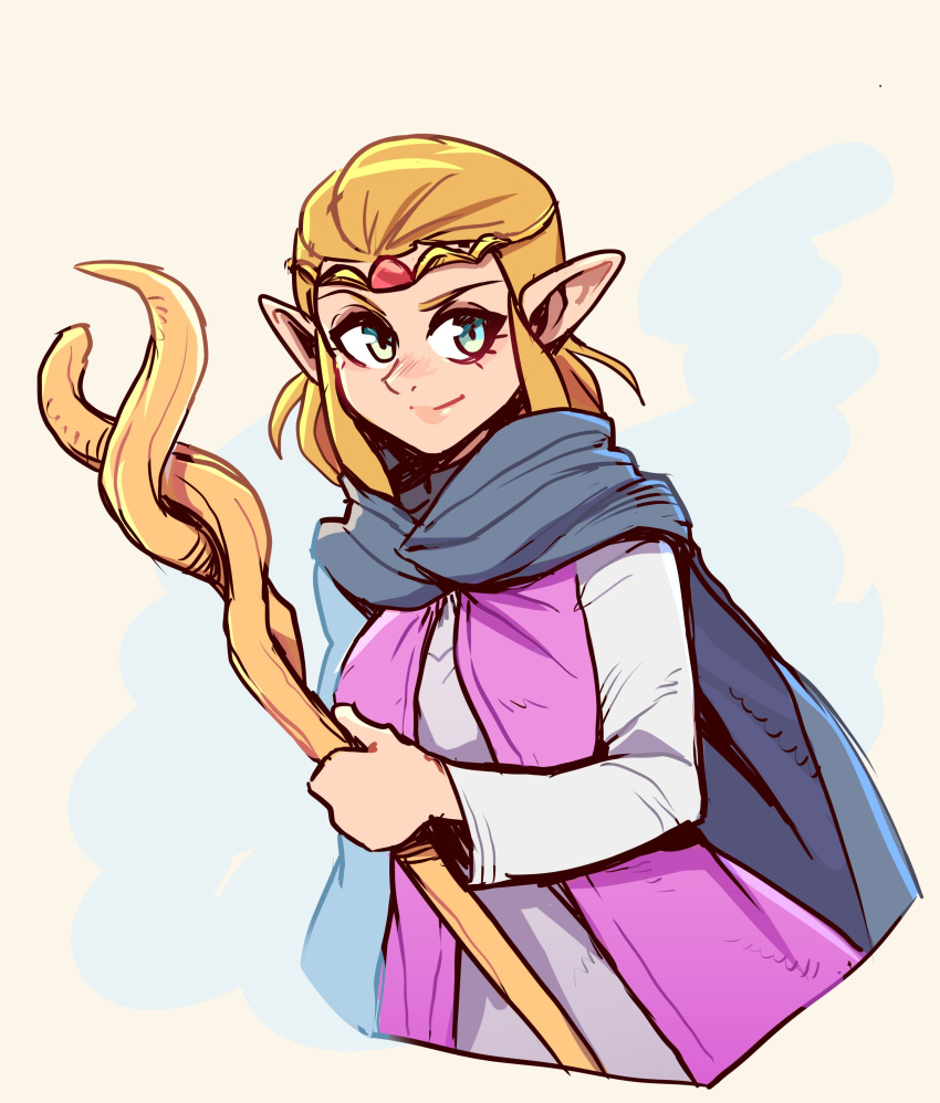 1girl, absurdres, black_cloak, blonde_hair, brellom, circlet, cloak, dress