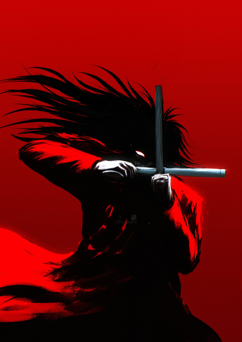 1boy, absurdres, alucard_(hellsing), artist_name, ascot, buttons, commentary, crain1art