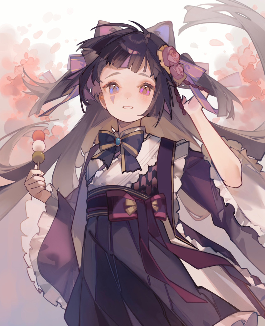 1girl, animal_ears, black_hair, black_skirt, blunt_bangs, blunt_ends, cat_ears, cowboy_shot
