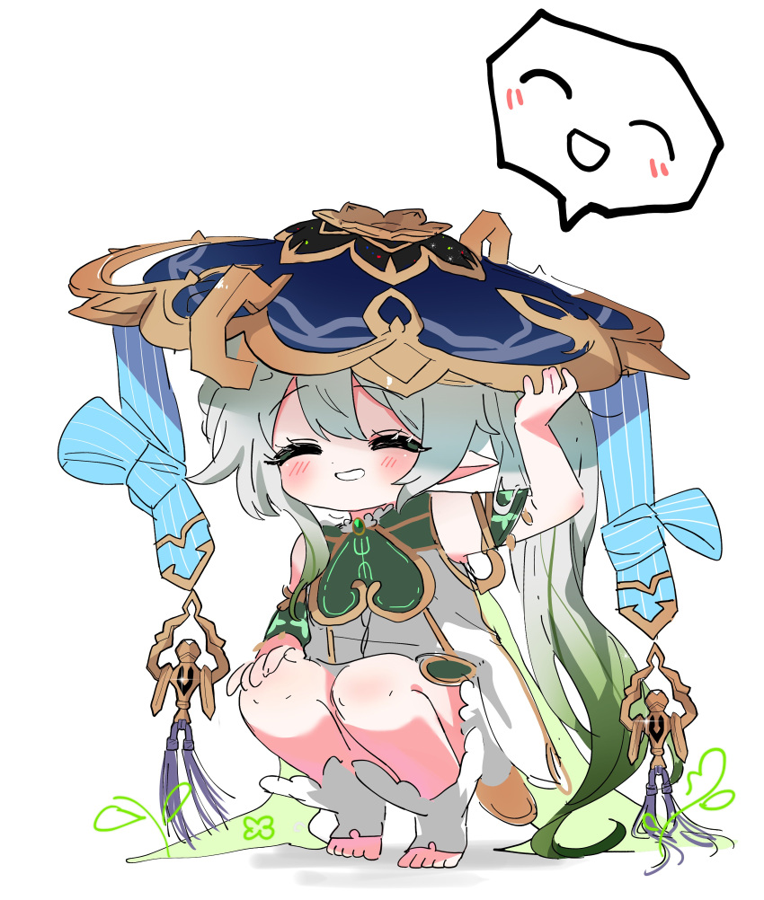 1girl, 52601i, absurdres, armlet, asymmetrical_sidelocks, bloomers, blue_hat, closed_eyes