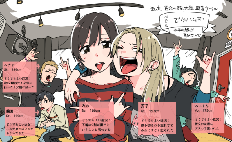 2girls, 3boys, inuzuka_miwa, mikkun, multiple_boys, multiple_girls, rucha, sawatari_saeko