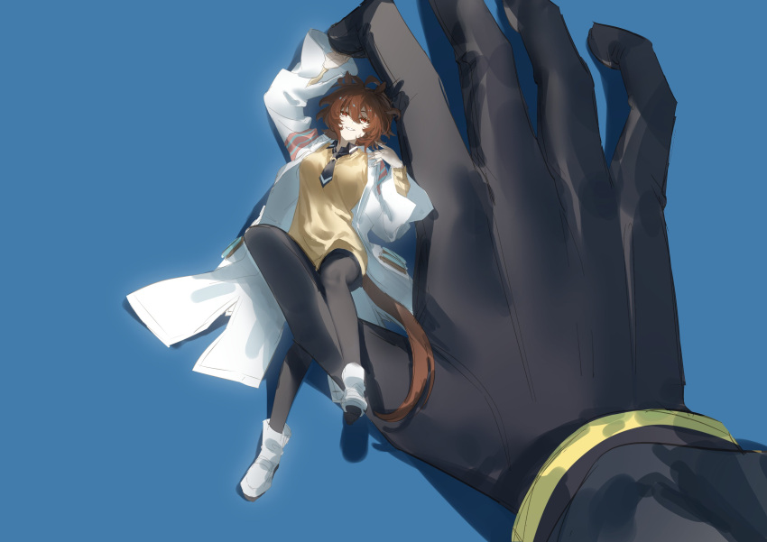 2girls, absurdres, adjusting_hair, agnes_tachyon_(umamusume), animal_ears, black_coat, black_gloves, black_necktie