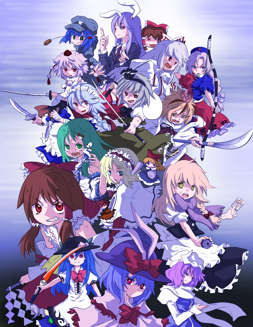 animal_ears, bad_id, blazer, blonde_hair, blue_eyes, blue_hair, bow, braid