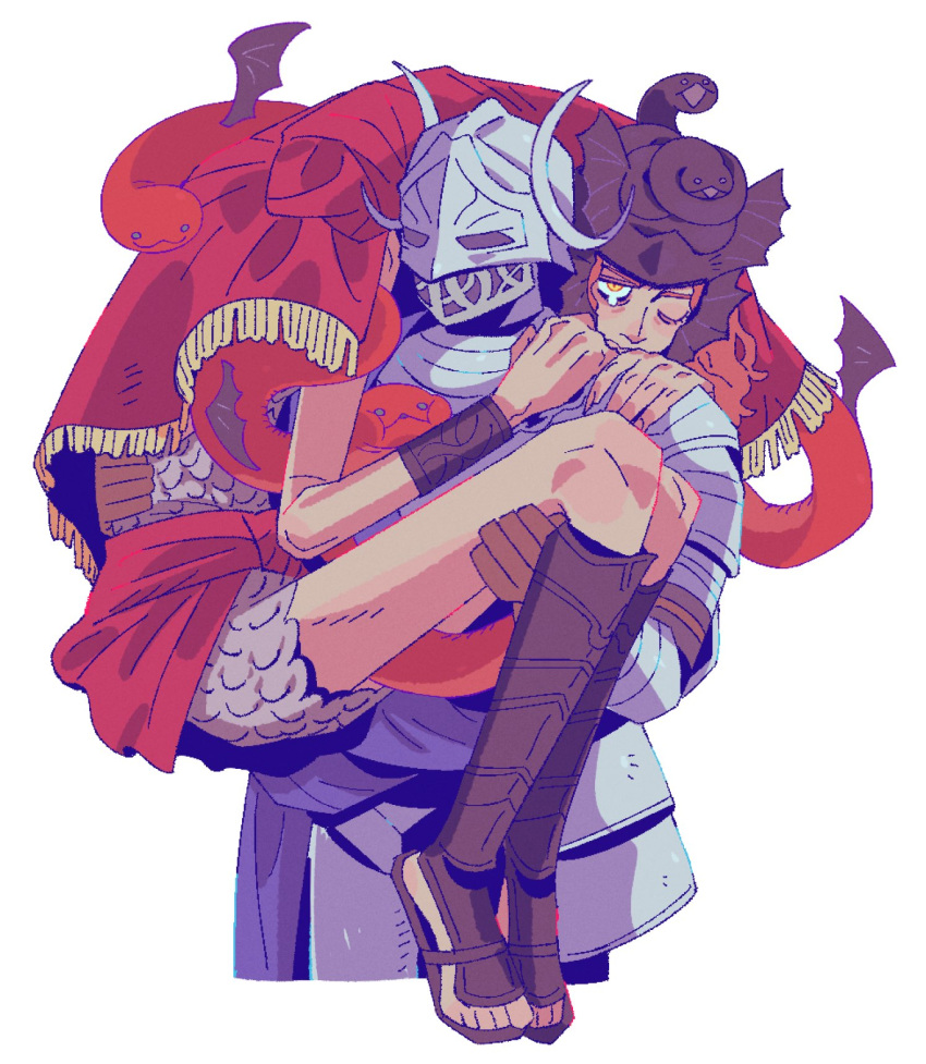 1boy, 1girl, amata_(merutui), animal, armor, blue_surcoat, bracer, breastplate