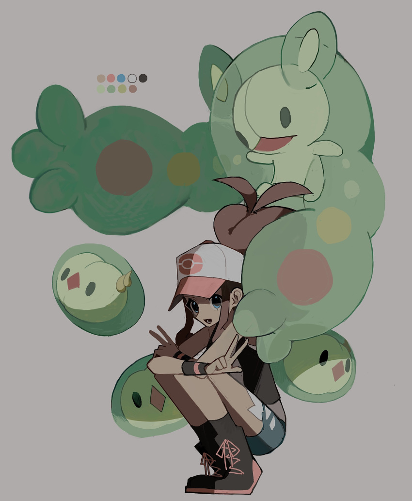1girl, 950magi618, :d, absurdres, antenna_hair, baseball_cap, black_footwear, black_vest