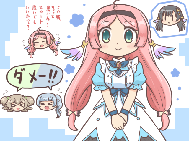 >_<, 4girls, ahoge, aino_mito, bad_id, bad_twitter_id, black_hair, black_hairband