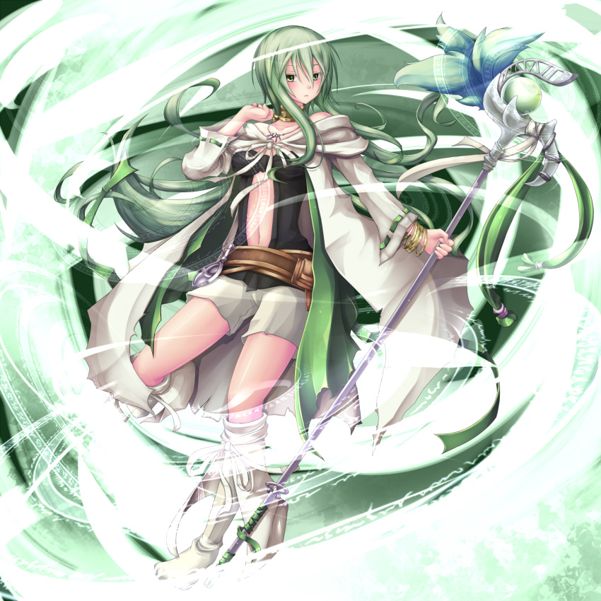 bare_shoulders, caam_serenity_of_gusto, calm,_silent_gusta, calm_silent_gusta, character_request, choker, duel_monster, green_eyes