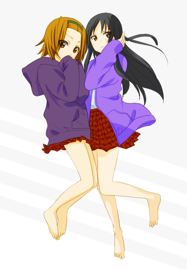 akiyama_mio, bad_id, barefoot, black_eyes, black_hair, brown_eyes, brown_hair, hairband