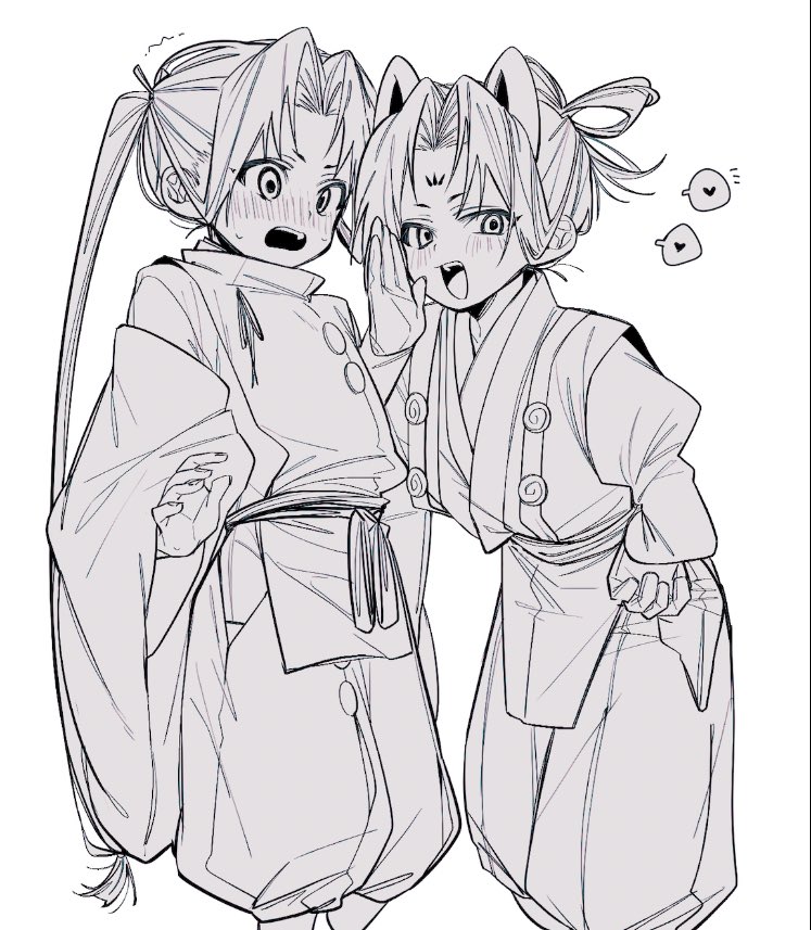 2boys, :d, animal_ears, blush, bow, bow-shaped_hair, disguise, doppelganger
