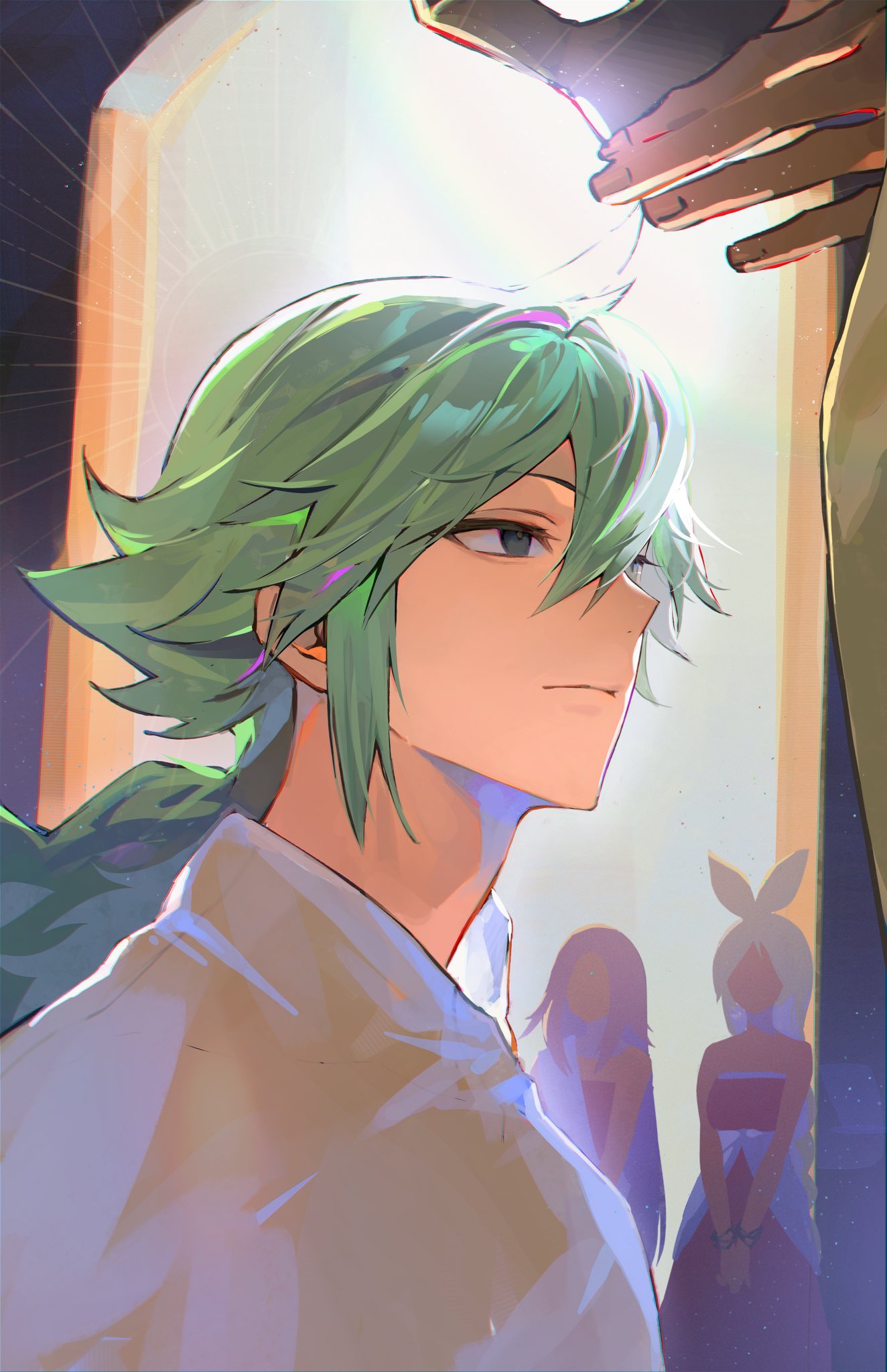 2boys, 2girls, anthea_(pokemon), closed_mouth, commentary, concordia_(pokemon), coronation, crown