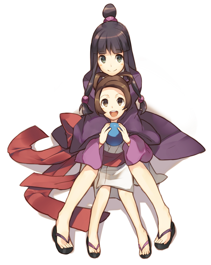 ayasato_harumi, ayasato_mayoi, ball, bangs, black_hair, blunt_bangs, blush, brown_eyes