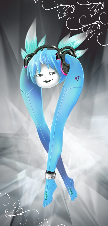 aqua_hair, hatsune_miku, hatsune_miku_(append), legs, long_hair, miku_append, parody, puzzle157xxx, shiteyan'yo, shiteyan'yo, smile, solo, vocaloid, vocaloid_append, what