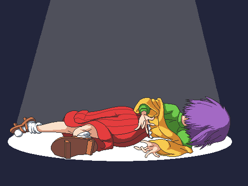 1girl, aksawshin, brown_footwear, commentary, english_commentary, family_guy_death_pose_(meme), full_body, geta