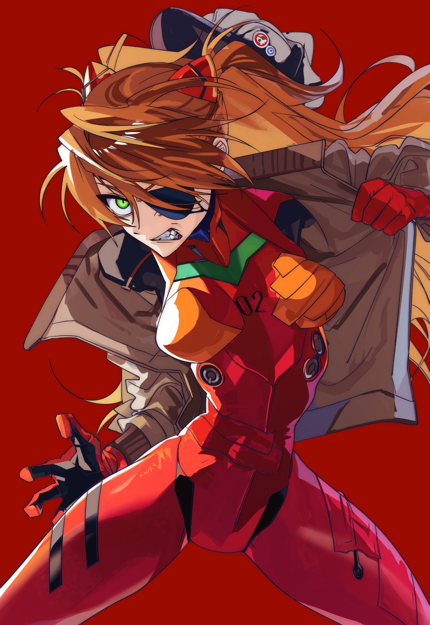 1girl, ass, baseball_cap, bodysuit, bodysuit_under_clothes, breasts, brown_hair, evangelion:_3.0_you_can_(not)_redo
