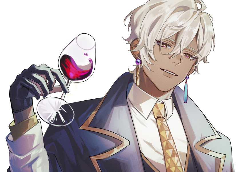1boy, absurdres, animal_ears, black_gloves, black_jacket, blonde_hair, collared_shirt, commentary