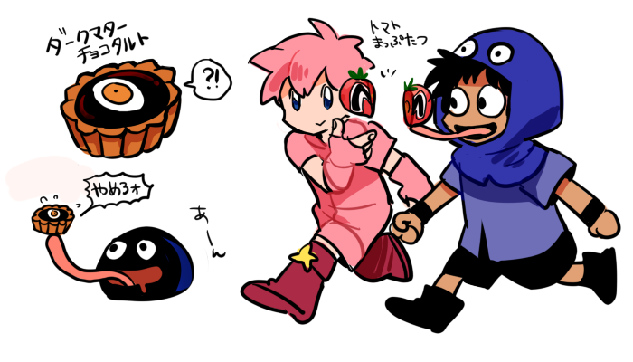 !?, antenna_hair, black_eyes, black_footwear, black_hair, black_shorts, black_wristband, blue_eyes