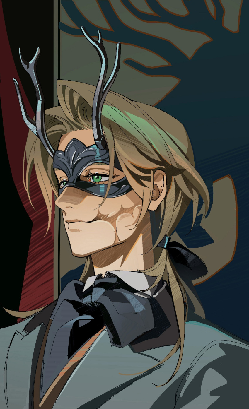 1boy, absurdres, black_bow, black_bowtie, bow, bowtie, brown_hair, coat