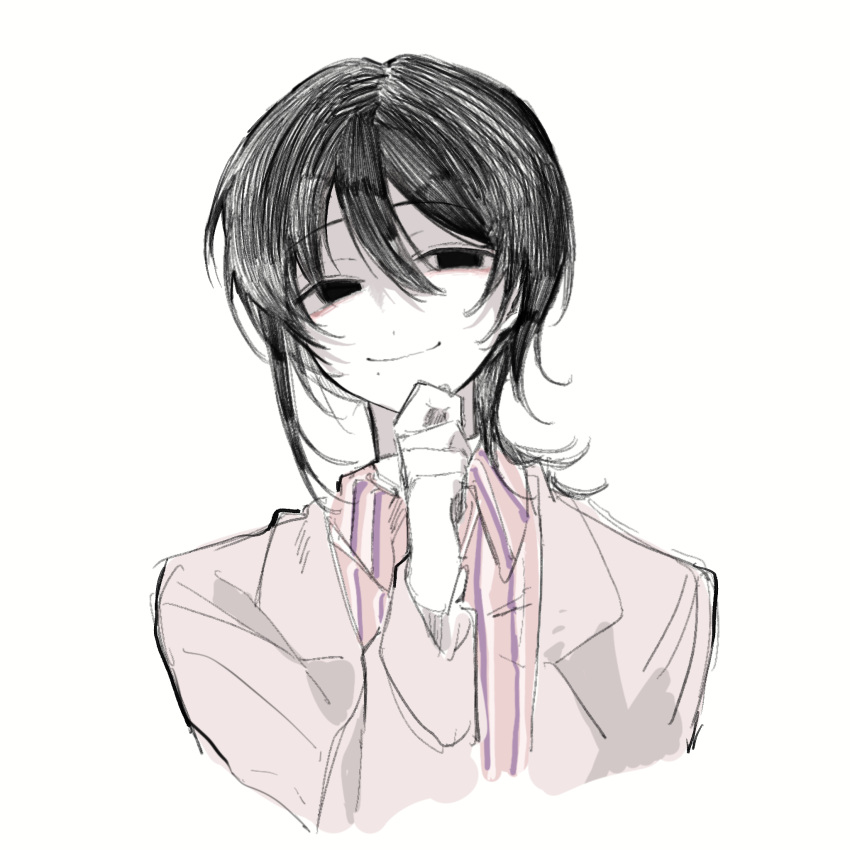 1boy, black_eyes, black_hair, chinese_commentary, closed_mouth, collared_shirt, commentary_request, hair_between_eyes