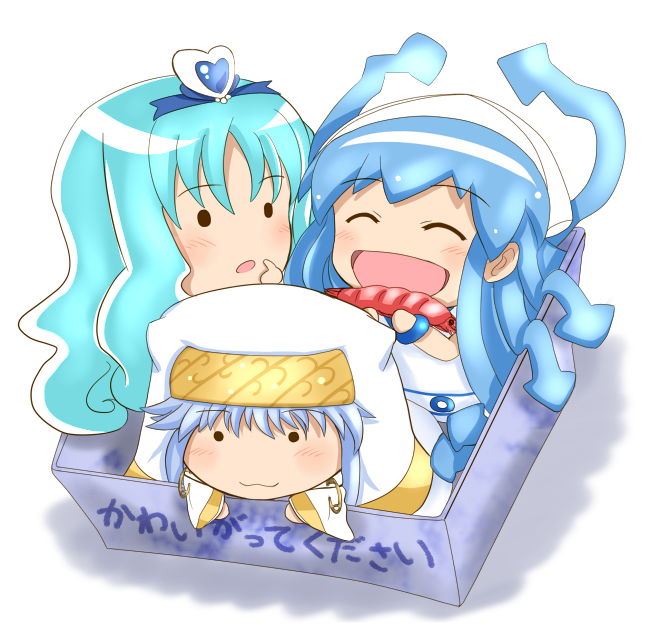 blue, blue_hair, box, chibi, crossover, cure_marine, heartcatch_precure!, heartcatch_pretty_cure!