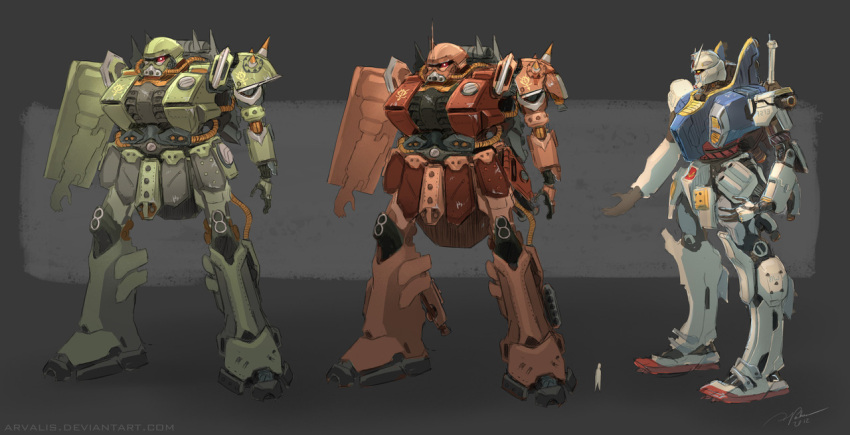 armor, arvalis, asymmetrical_arms, blue_armor, crosshatching, dated, deviantart_username, earth_federation