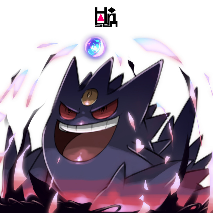 artist_logo, colored_sclera, forehead_jewel, gengar, ghost, harisen1012, highres, looking_up