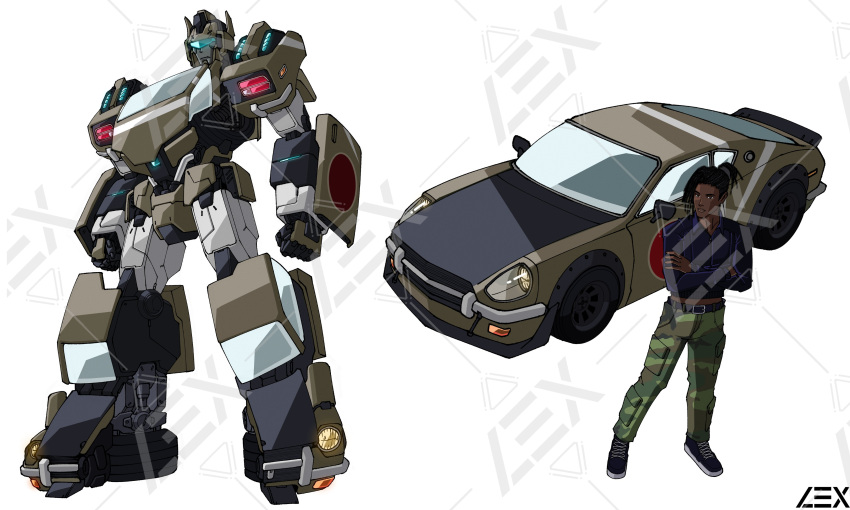 1boy, absurdres, assault_visor, black_footwear, black_hair, brown_car, brown_eyes, car