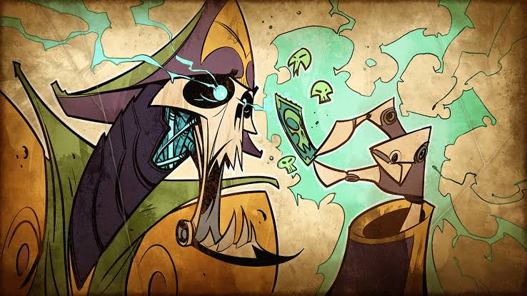 1male, angstrom_darkwater, edited, holding_coupon, open_mouth, pirate, robot, robot_hands