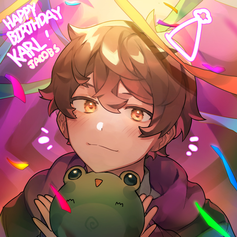 1boy, :3, animal, animification, birthday, bishounen, blush, brown_eyes