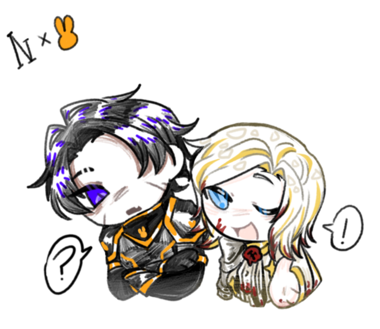 1boy, 1girl, armor, ascot, awastegrass, black_armor, black_gloves, blonde_hair