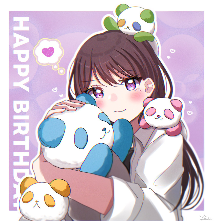 1girl, asahi_rise, bang_dream!, bang_dream!_it's_mygo!!!!!, black_shirt, blush, border, brown_hair