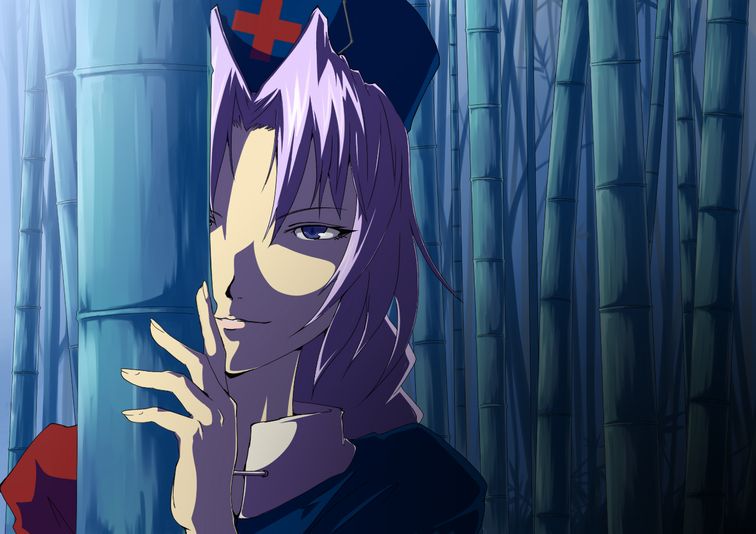 a_master_is_out, aritst:taroimo_(takesan), bamboo, bamboo_forest, blue_eyes, braid, forest, grin