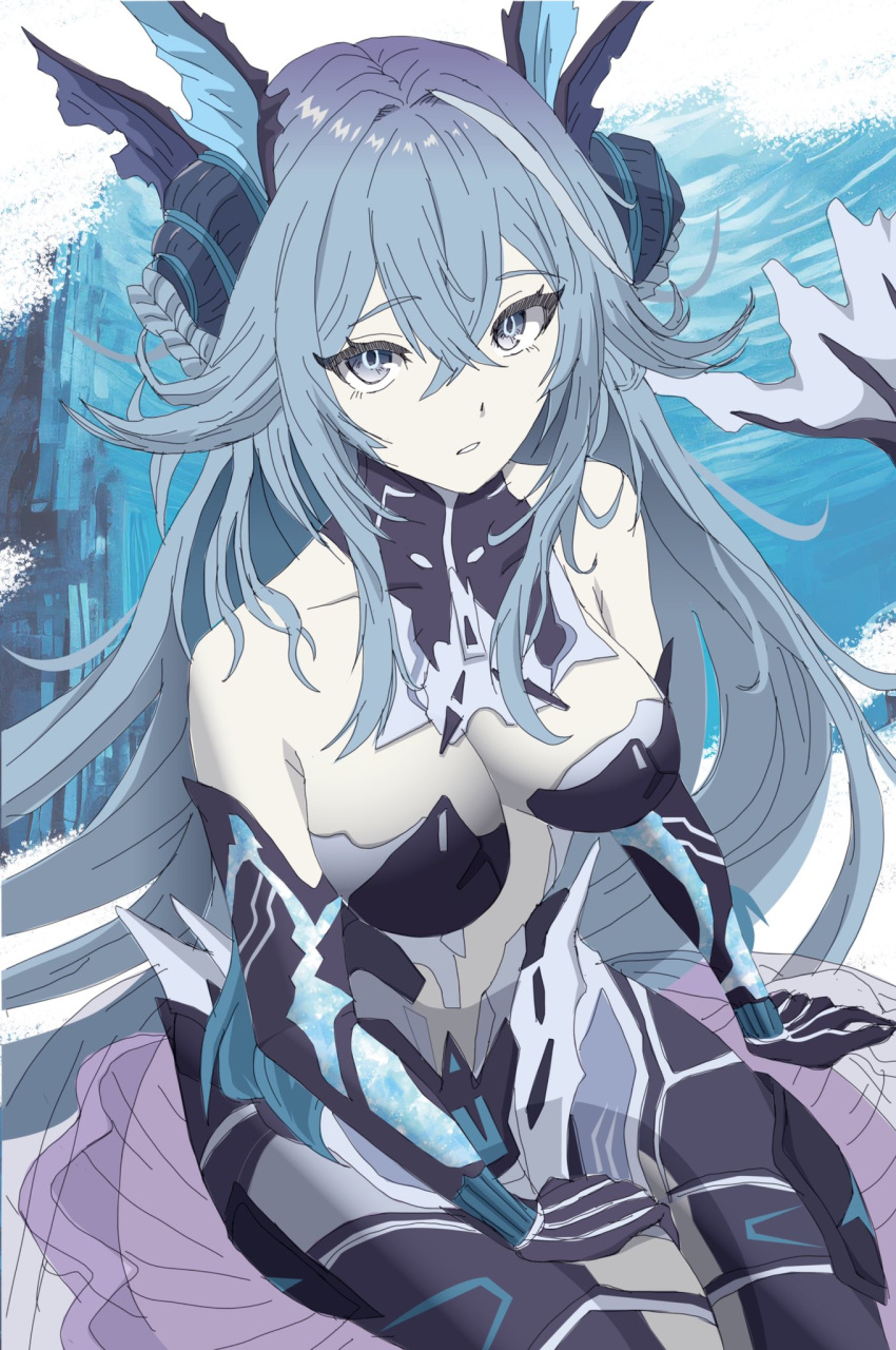 1girl, adhesive_bra, aqua_eyes, aqua_hair, black_bra, bra, braid, breasts