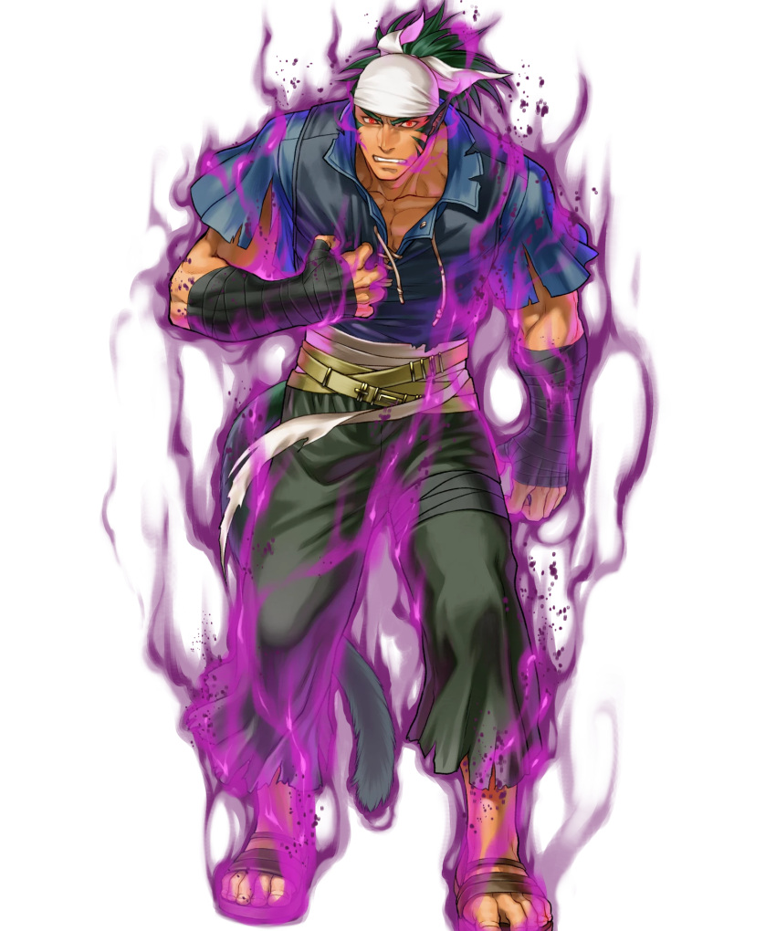 1boy, animal_ears, aura, bandana, dark-skinned_male, dark_aura, dark_skin, fire_emblem