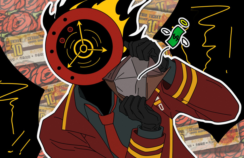1other, banknote, black_gloves, black_shirt, black_skin, clock, coat, coconut_2611