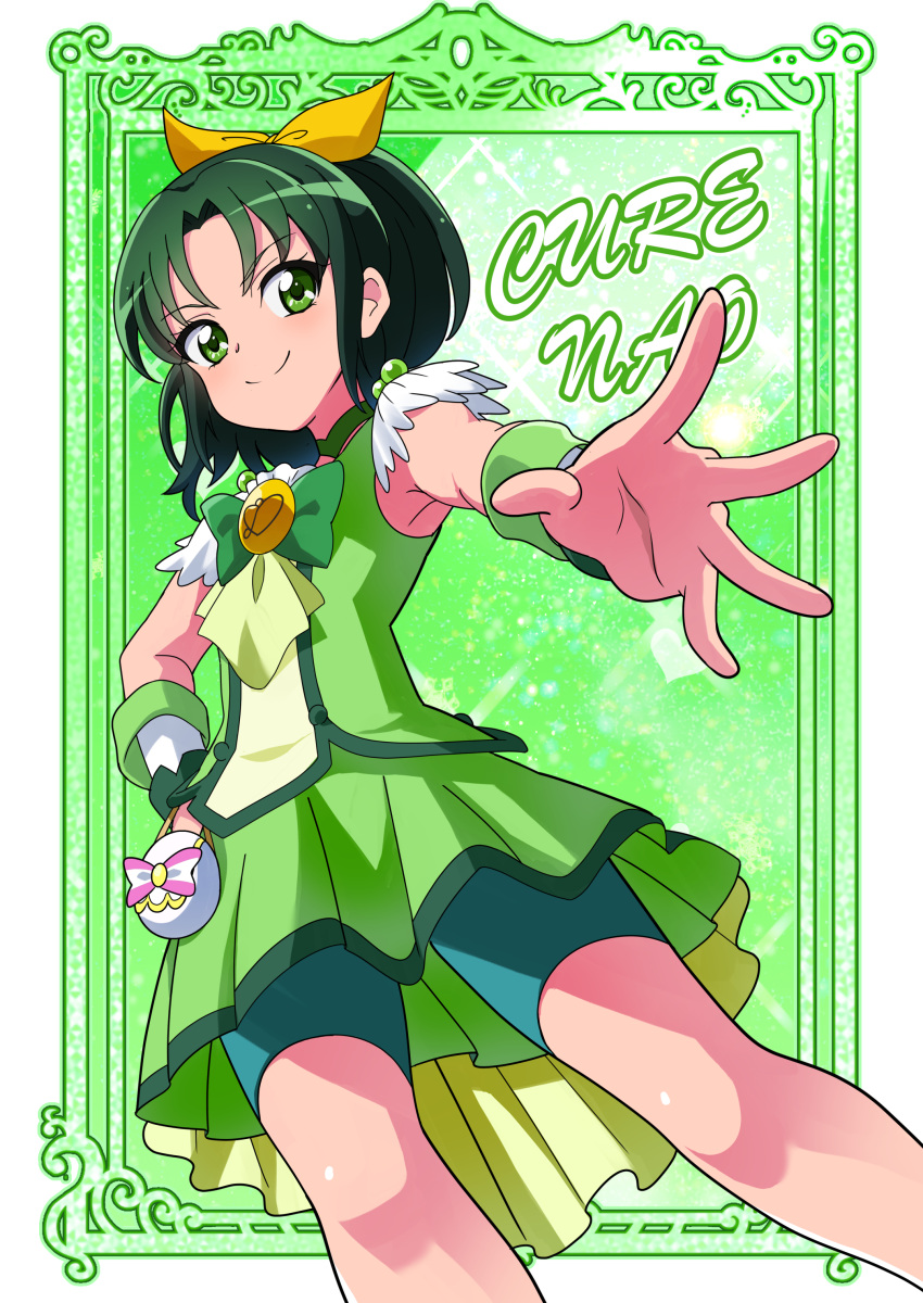 1girl, absurdres, bike_shorts_under_skirt, blouse, bow, bowtie, character_name, choker