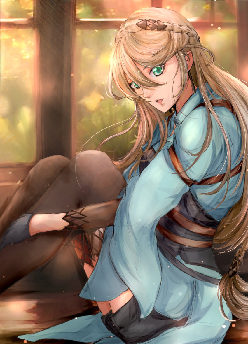 1girl, absurdres, black_gloves, blonde_hair, braid, crown_braid, double-parted_bangs, eiyuu_densetsu