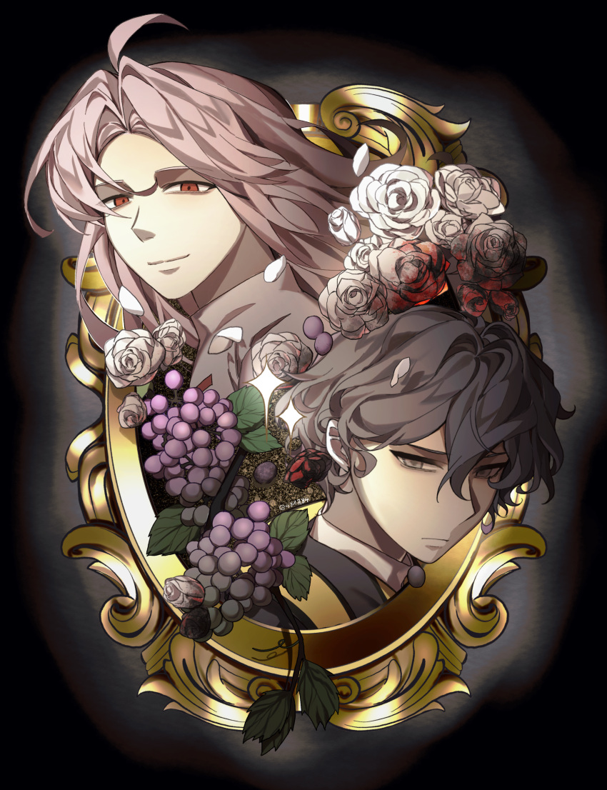 2boys, absurdres, ahoge, black_hair, black_jacket, chinese_commentary, chunaizhanshi23057, closed_mouth