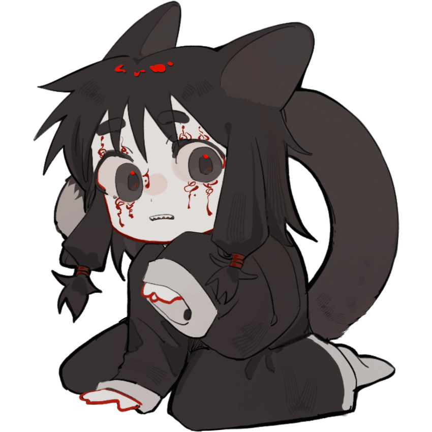 1boy, animal_ears, black_eyes, black_hair, black_pants, black_shirt, cat_boy, cat_ears