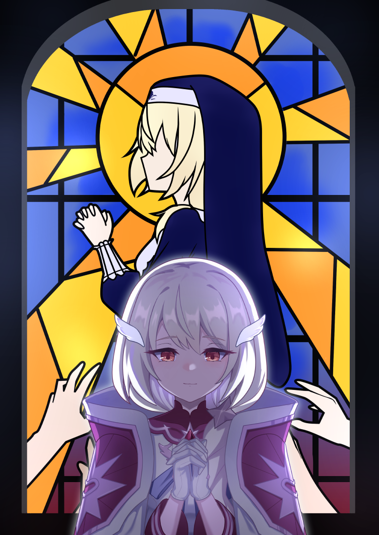 1girl, blonde_hair, brown_eyes, cape, clear_(princess_connect!), feather_hair_ornament, feathers, floom_(zeal_fool)