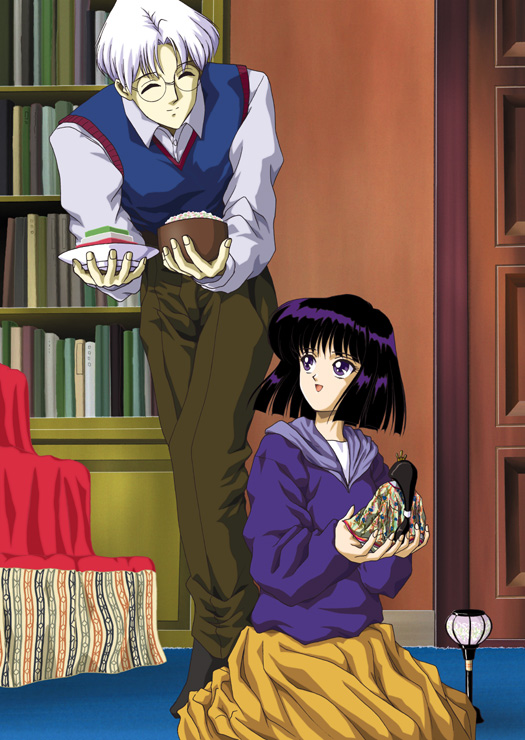 bishoujo_senshi_sailor_moon, family, food, happy, hino_ryutaro, looking_up, sushi, tomoe_hotaru