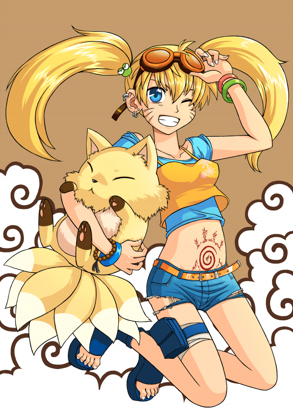 blonde_hair, blue_eyes, bracelet, cod.h, cutoff_jeans, cutoffs, earrings, genderswap