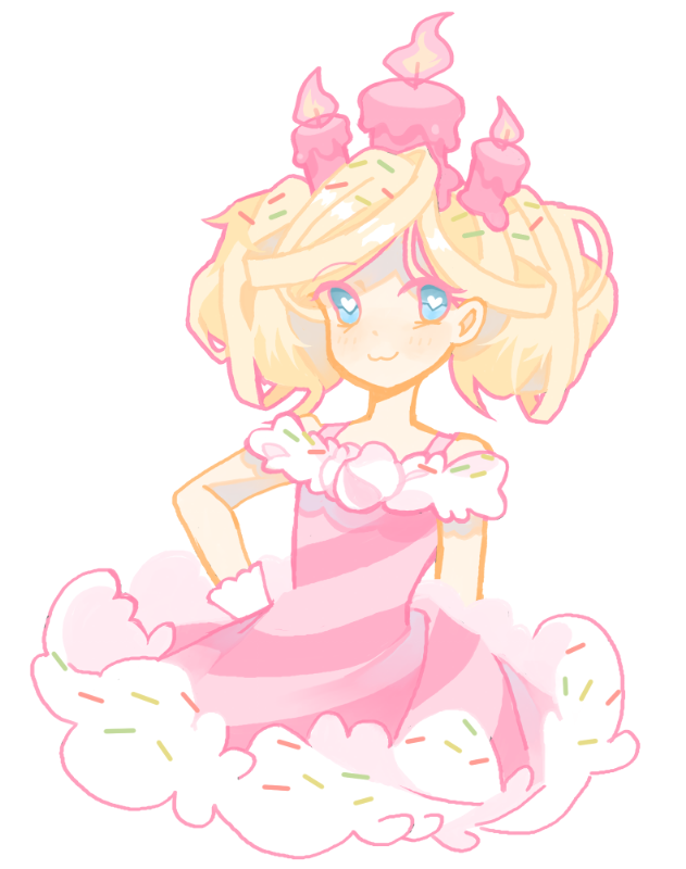 1234blue_ray, 1girl, :3, birthday_cake_cookie, candle, closed_mouth, cookie_run, cookie_run:_ovenbreak