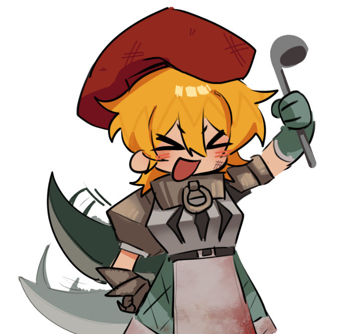 >_<, 1girl, apron, armor, blonde_hair, don_quixote_(project_moon), dress, e.g.o_(project_moon)