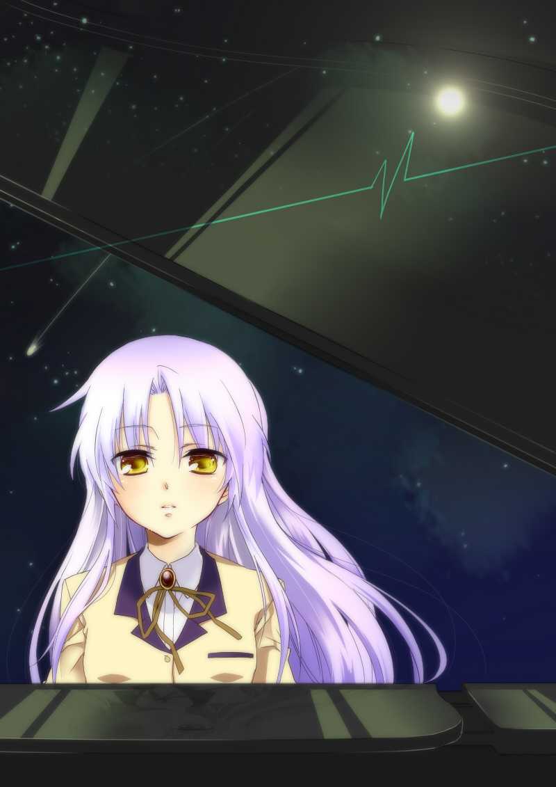 blazer, blue_hair, haitei, instrument, long_hair, piano, school_uniform, tachibana_kanade